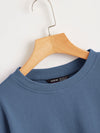 BASICS Drop Shoulder Raw Hem Crop Pullover
