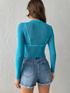 Sheer Mesh Long Sleeve Crop Top Without Bra