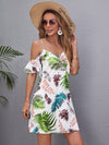 Tropical Print Cold Shoulder Dress