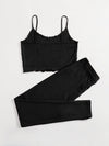 Lettuce Edge Waffle Knit Cami Top Leggings Set