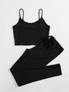 Lettuce Edge Waffle Knit Cami Top Leggings Set