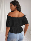 Plus Solid Ruffle Bardot Blouse