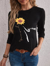 EMERY ROSE Sunflower And Slogan Graphic Tee