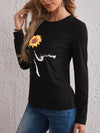 EMERY ROSE Sunflower And Slogan Graphic Tee