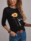 EMERY ROSE Sunflower And Slogan Graphic Tee