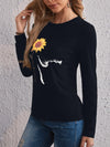 EMERY ROSE Sunflower And Slogan Graphic Tee