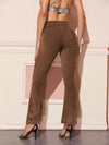 High Waist Flare Leg Corduroy Pants
