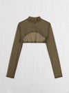 Mock neck Super Crop Mesh Top