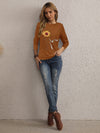 EMERY ROSE Sunflower And Slogan Graphic Tee