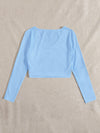 EZwear F Solid V Neck Crop Tee