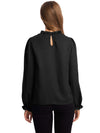 Frill Trim Flounce Sleeve Keyhole Back Blouse