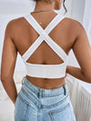 Ribbed Plunging Crisscross Crop Top