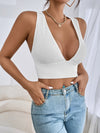 Ribbed Plunging Crisscross Crop Top