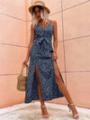 Dalmatian Print Slit Hem Belted Cami Dress