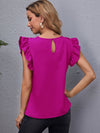 Ruffle Armhole Solid Top