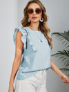 Ruffle Armhole Solid Top