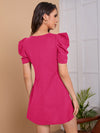 Clasi Puff Sleeve Solid Dress