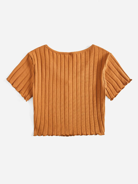 Button Up Rib knit Crop Top