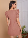 Clasi Puff Sleeve Solid Dress