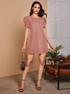 Clasi Puff Sleeve Solid Dress