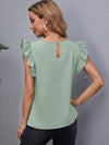 Ruffle Armhole Solid Top