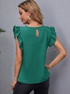 Ruffle Armhole Solid Top