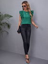Ruffle Armhole Solid Top