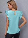 Ruffle Armhole Solid Top