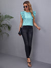 Ruffle Armhole Solid Top