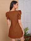 Clasi Puff Sleeve Solid Dress