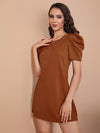Clasi Puff Sleeve Solid Dress
