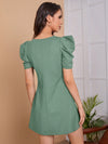 Clasi Puff Sleeve Solid Dress