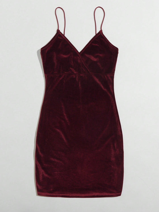 BAE Solid Velvet Bodycon Dress