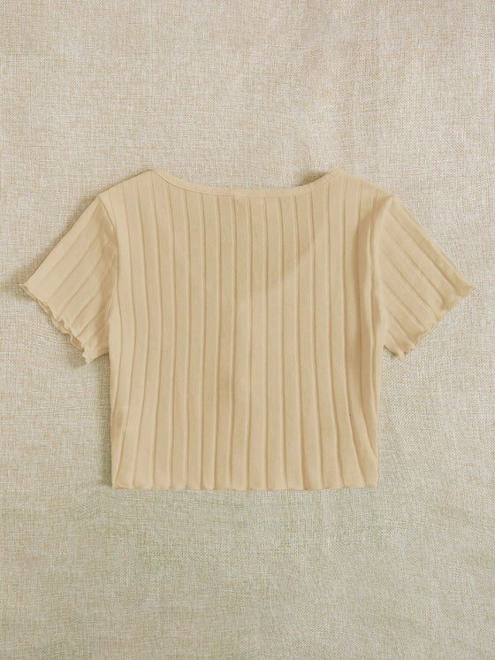 Button Up Rib knit Crop Top