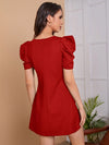 Clasi Puff Sleeve Solid Dress