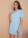 Clasi Puff Sleeve Solid Dress