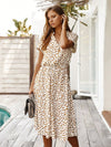 VCAY Dalmatian Print Drawstring Waist A line Dress