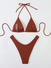 Rib Micro Triangle High Cut Bikini Swimsuit