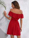 VCAY Ruffle Off Shoulder Solid Dress
