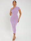 SXY Solid Round Neck Bodycon Dress
