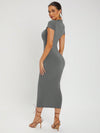 SXY Solid Round Neck Bodycon Dress