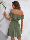VCAY Ruffle Off Shoulder Solid Dress