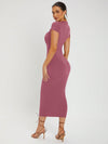 SXY Solid Round Neck Bodycon Dress