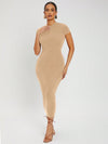 SXY Solid Round Neck Bodycon Dress