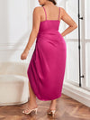 BAE Plus Draped Collar Wrap Satin Cami Dress