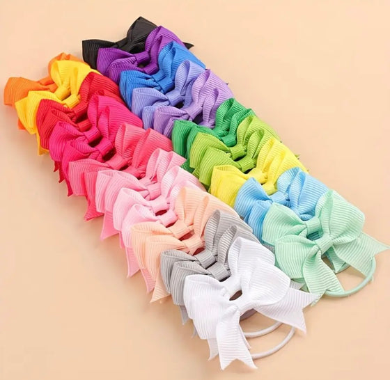 40pcs Elegant Solid Colour Bow Hair Ties for Girls