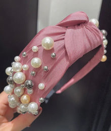  Fashion Luxury Hair Accessories Girls Africain Jewelry Turban Bling Hairbands Pearl Rhinestone Knot Headband For Women