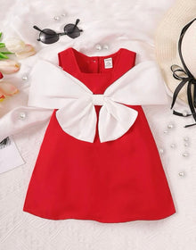  GIRLS Baby Colourblock Bow Front Cold Shoulder Dress