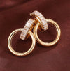 1pair Minimalist Circular Design Copper Drop Earrings