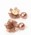 Flower & Faux Pearl Drop Earring